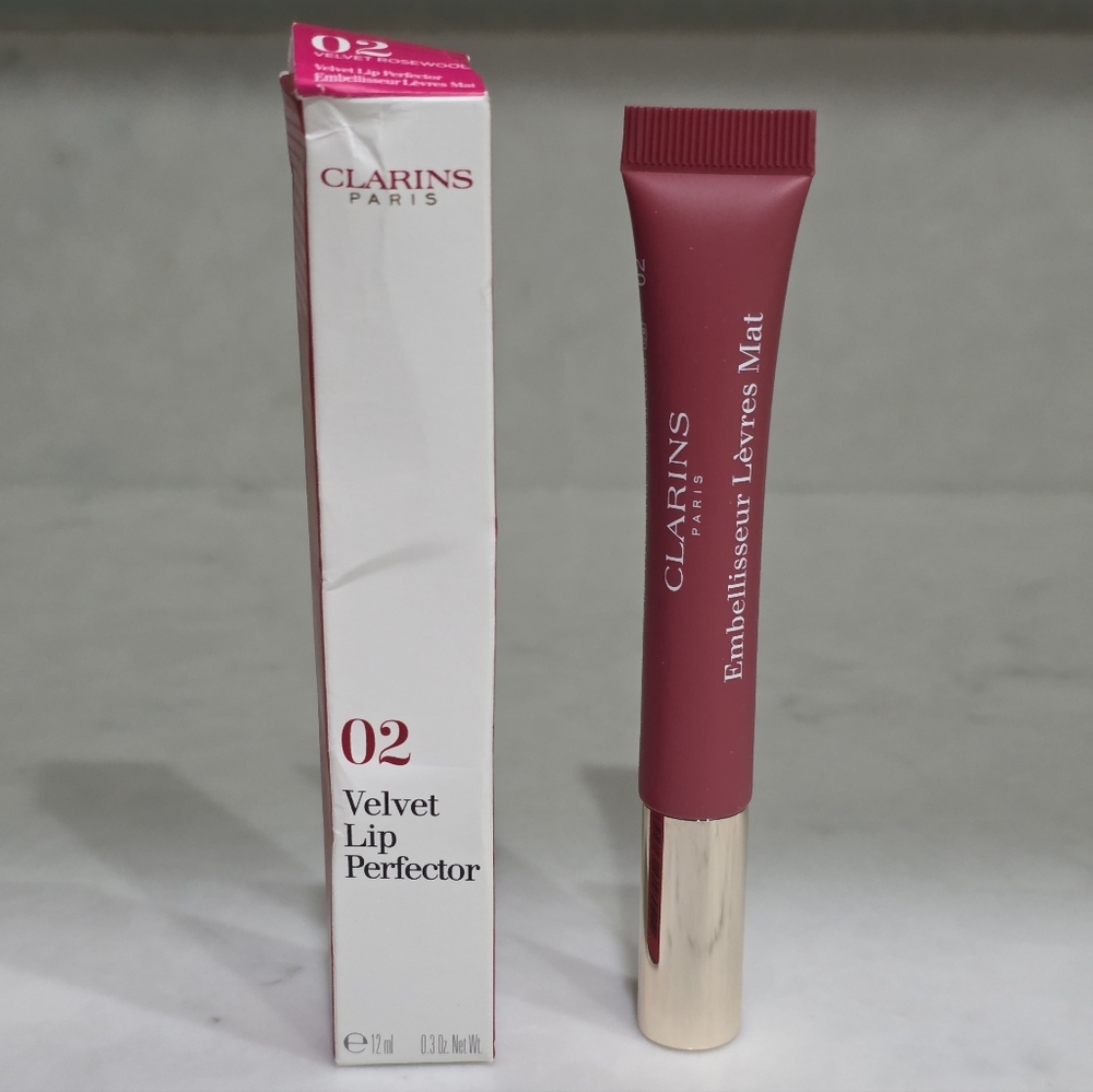 Brand New Clarins Velvet Lip Perfector 02 Velvet Rosewood 12 ml 0.3 fl oz